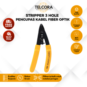 TELCORA Stripper Fiber Optic 3 Lubang Tang Striper Alat Kupas Kabel 3 Hole Fiber Optik Stripper