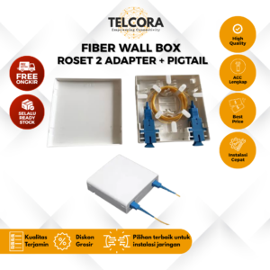 TELCORA Roset Fiber Optic 2 Core 2 ADAPTER + PIGTAIL FTTH | Rosette Termination Box Fiber Optik Fiber Wall