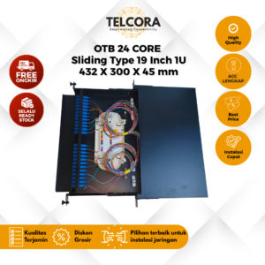 TELCORA OTB Sliding Type 24 CORE SC-UPC Fiber Optik Full Set Bahan Besi Aloy 19 Inch 1U FULL ADAPTER + PIGTAIL